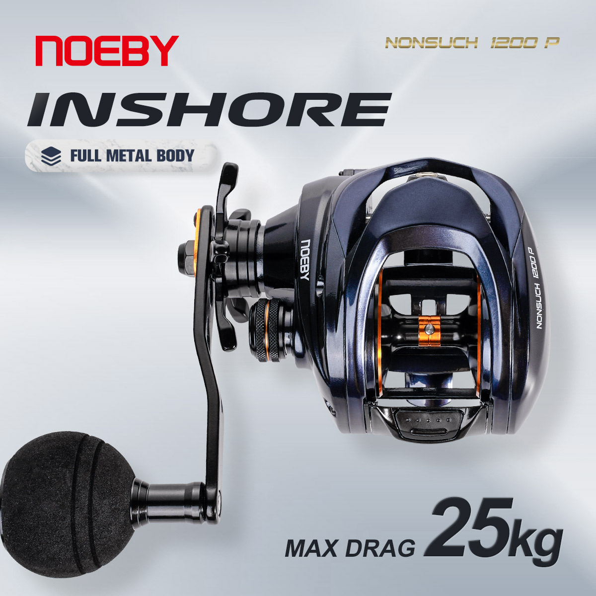 Surf Reel - รอกเบทคาสติ้ง Noeby Inshore สำหรับตกปลาชายฝั่ง แรงต้านสูงสุด 25