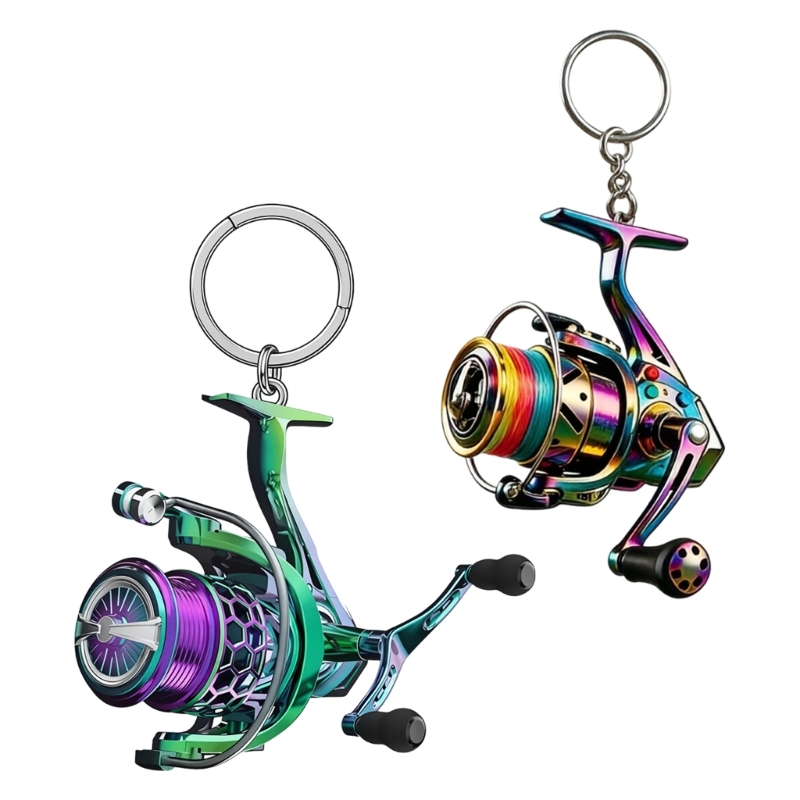 Reel Bag - 195C รอกตกปลาพวงกุญแจ Charm สำหรับพกพาทุกวัน, อุปกรณ์เสริมพวงกุญแจขนาดเล็กสีสันสดใสสำหรับกระเป๋า, เป้สะพายหลัง,