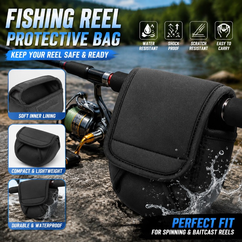 Reel Cover - กระเป๋าป้องกันรอกตกปลา กระเป๋าใส่รอกสปินนิ่ง สำหรับรอกขนาด 500-8000 อุปกรณ์จัดเก็บอุปกรณ์ตกปลาสำหรับกิจกรรมกลางแจ้ง